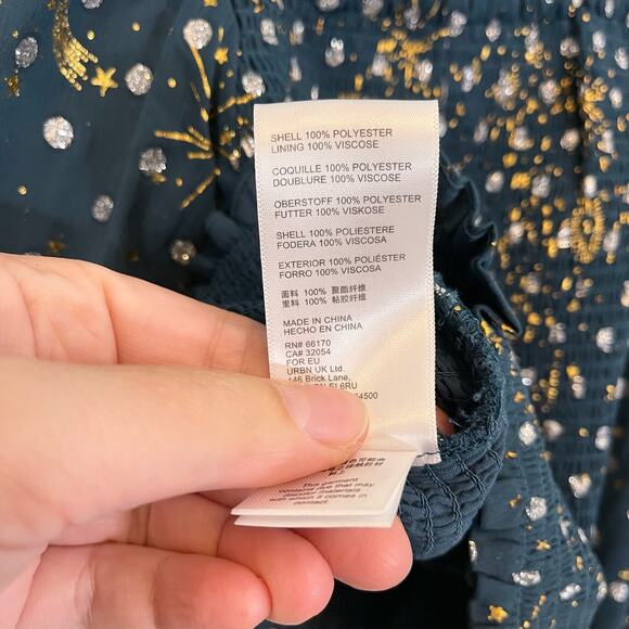 Urban Outfitters Smocked Crop Top Small Green Celestial Sparkling Milkmaid NWT - Picture 8 of 9